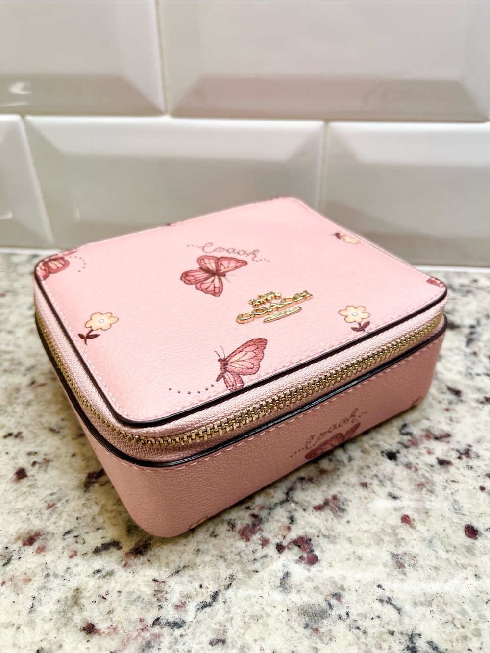 Coach Blossom Zip Around Jewelry Travel Case EUC